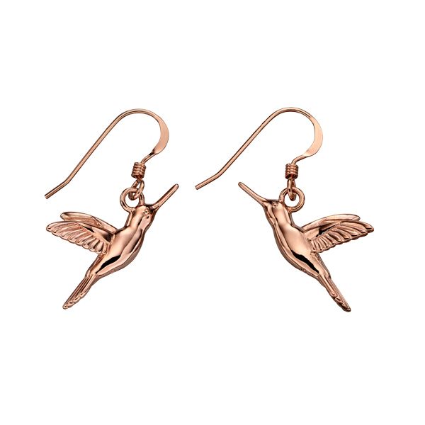 Silver & rose gold plated humming bird earrings from AA Thornton Kettering Northampton