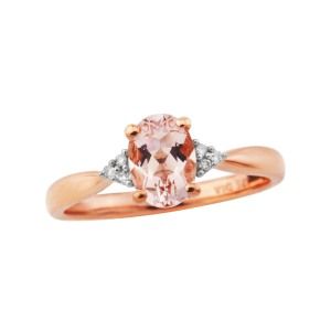 aa thornton 9ct rose gold morganite with trefoil diamond ring