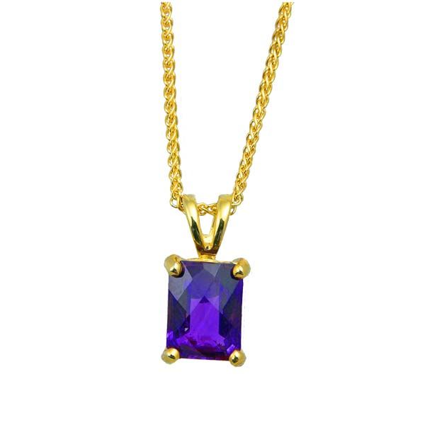 9ct Yellow Gold Rectangular Amethyst Pendant £115 On Sally Thornton Jewellery blog from Thorntons Jewellers Kettering Northampton