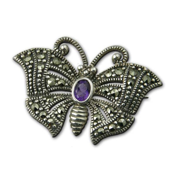 Silver Amethyst Marcasite Brooch £54 On Sally Thornton Jewellery blog from Thorntons Jewellers Kettering Northampton