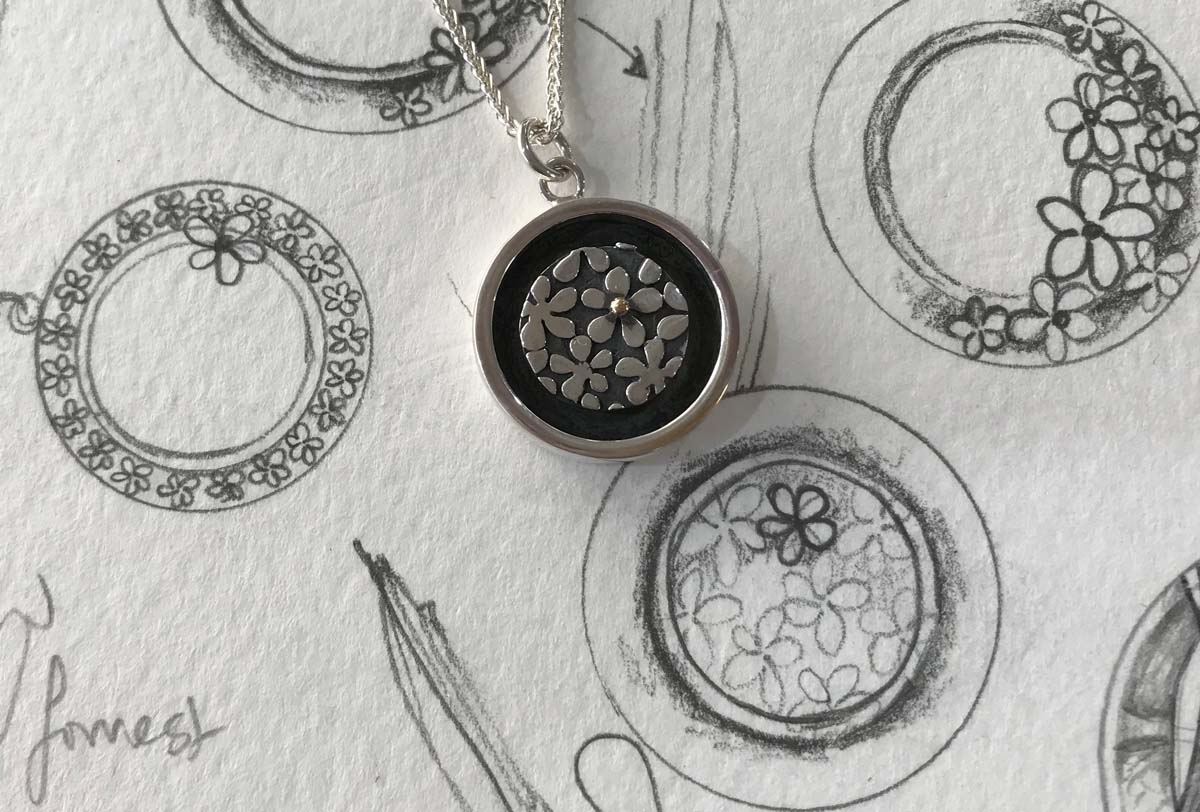 Sally Thorntons Jewellery Blog from Thorntons Jewellers Kettering on Linda's working drawing for the Cherish Collection pendant £148 1200 800