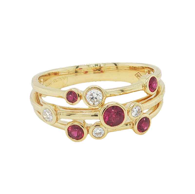 18ct yellow gold ruby & diamond bubble ring, frm Sally Thornton Jewellery Blog