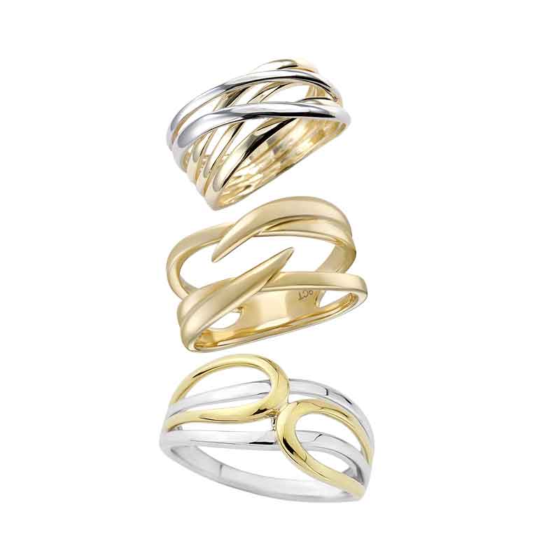 9ct yellow gold dress rings top to bottom from Sally Thornton Blog
