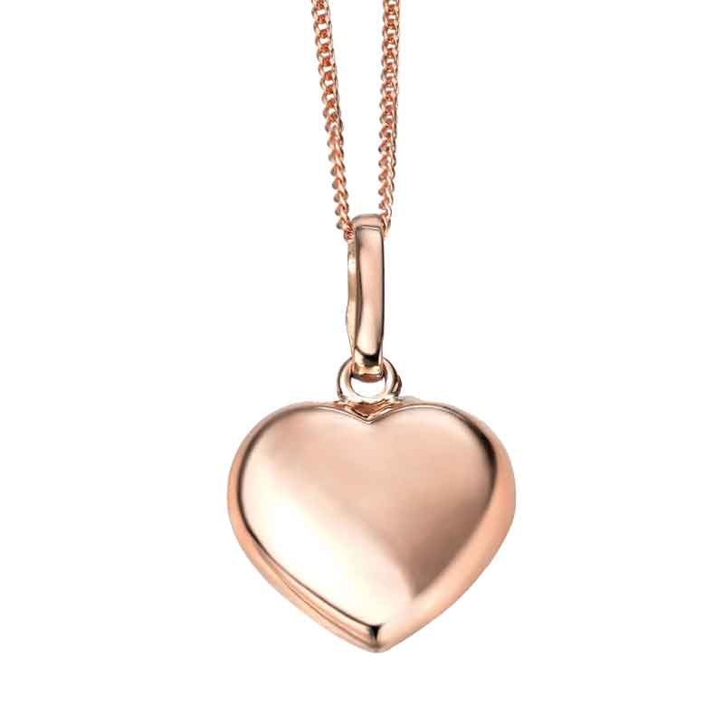 aa thornton 9ct rose gold heart pendant on chain £408