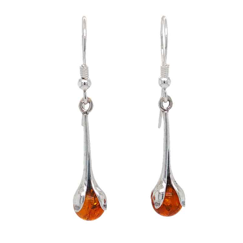 aa thornton Silver amber drop earrings