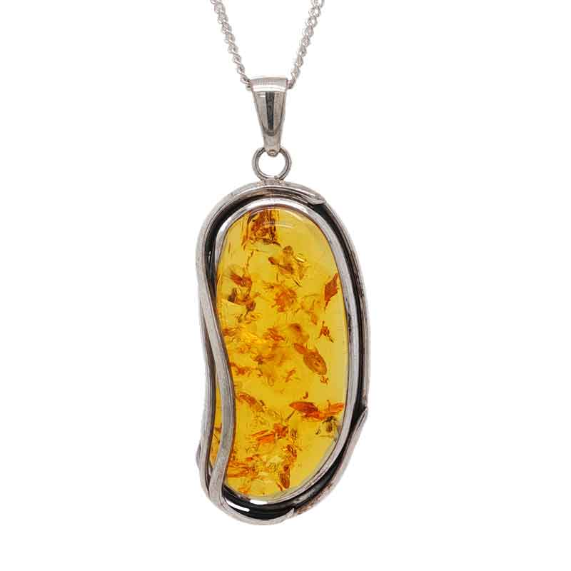 aa thornton Silver amber pendant on chain