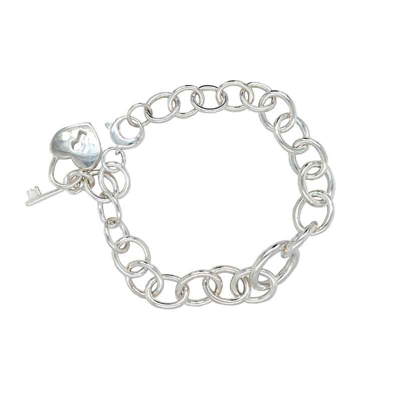 aa thornotn Silver heritage graduated bracelet with heart shaped padlock £230