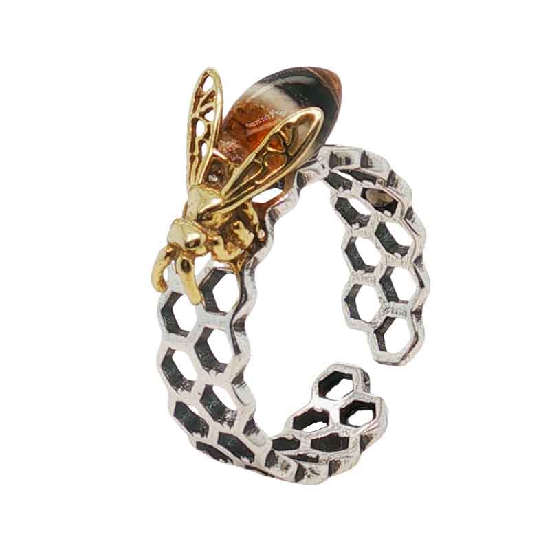 aa thornton Silver honeycomb bee  ring
