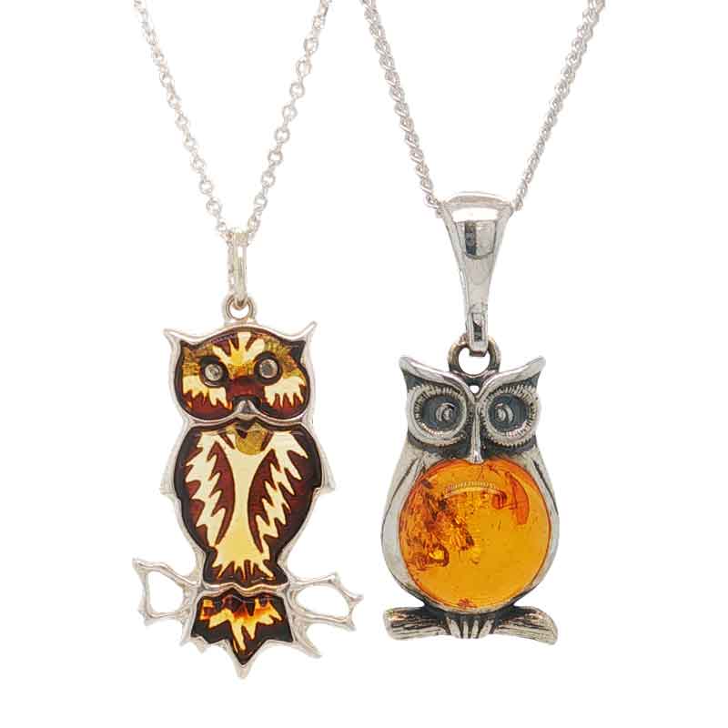 aa thornotn Silver owl pendants on chain