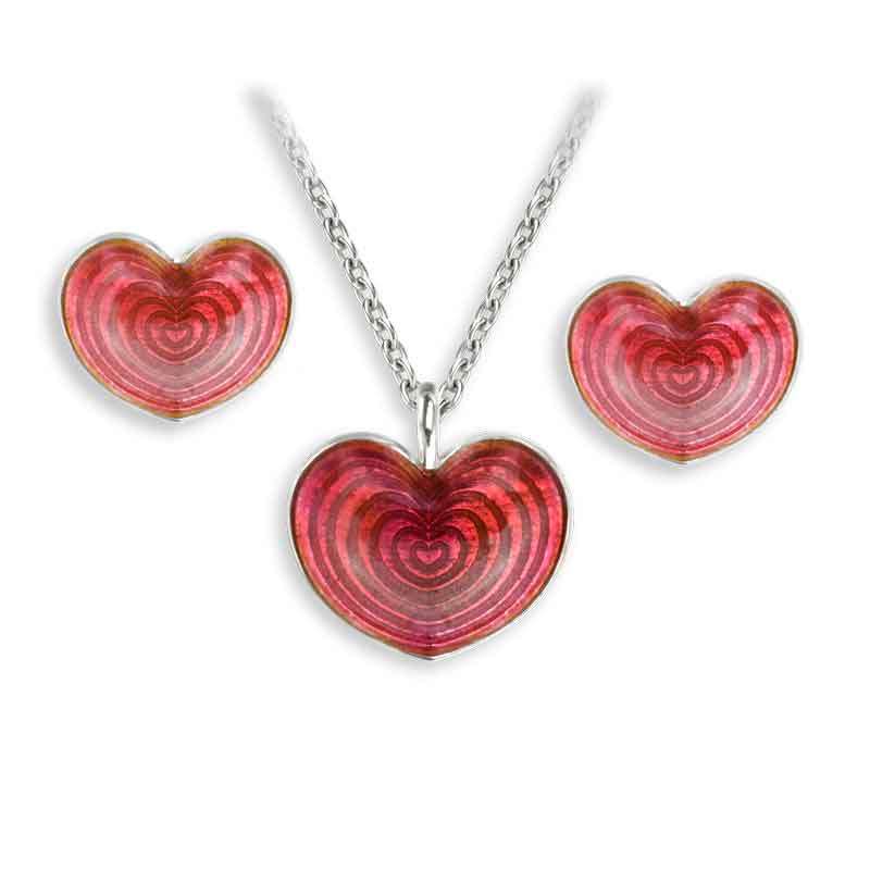 aa thornotn Silver red enamel heart pendant £89 and Stud earrings £69