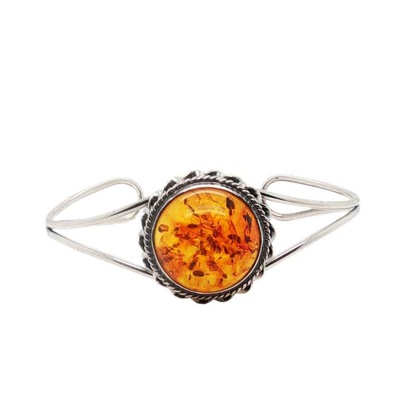 aa thornton Silver torque bangle set  with large amber