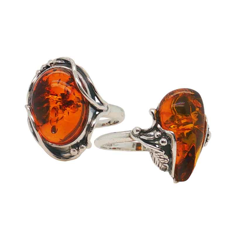 aa thornotn Statement silver amber rings