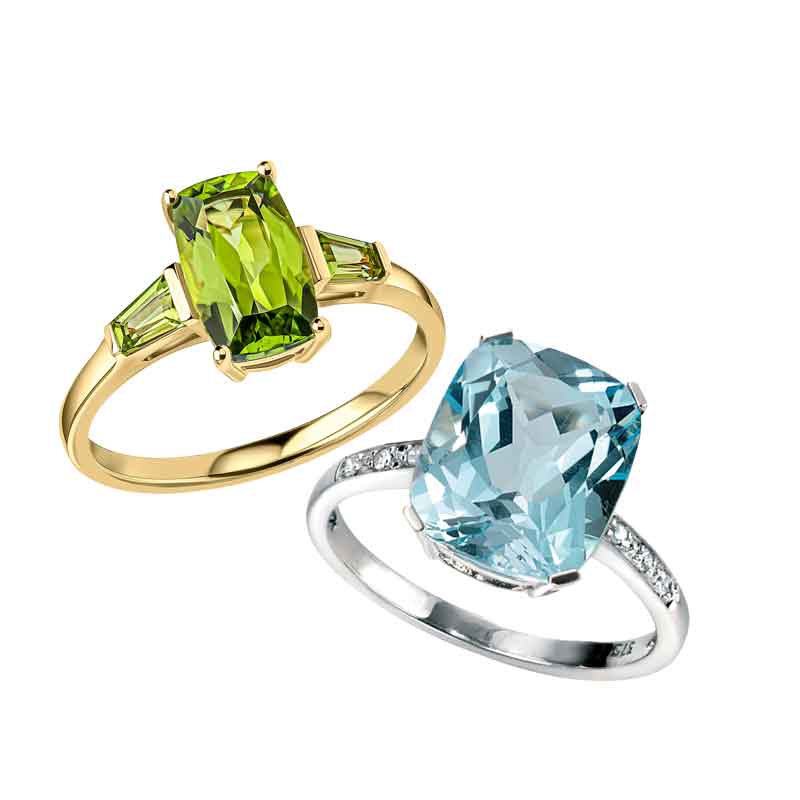 aa thornotn 9ct Gold faceted peridot pendant on chain £425 and drop earrings £415