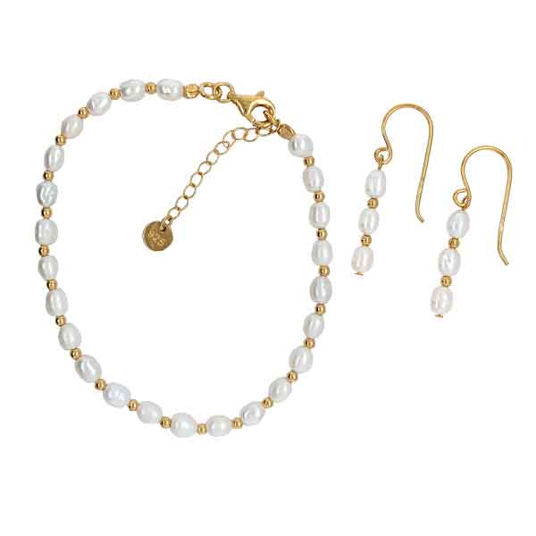 aa thornotn blog Silver and 18ct gold vermeil bead freshwater seed pearl bracelet £49and drop earrings £30