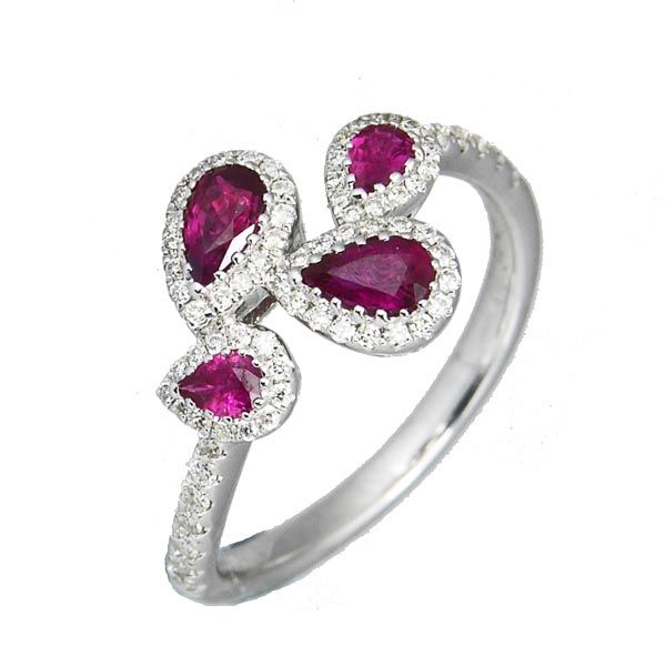 18ct white gold pear shaped ruby & diamond cluster ring £1,625 on Sally Thornton Jewellery blog from Thorntons Jewellers Kettering Northampton