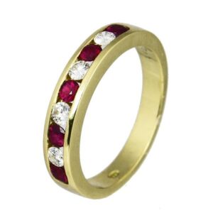 18ct yellow gold 9 stone channel set ruby & diamond half eternity ring £1,245 on Sally Thornton Jewellery blog from Thorntons Jewellers Kettering Northampton