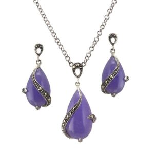 Lavender quartz silver drop earrings & pendant from AA Thornton serving Kettering Northampton Stamford Oakham Uppingham Oundle