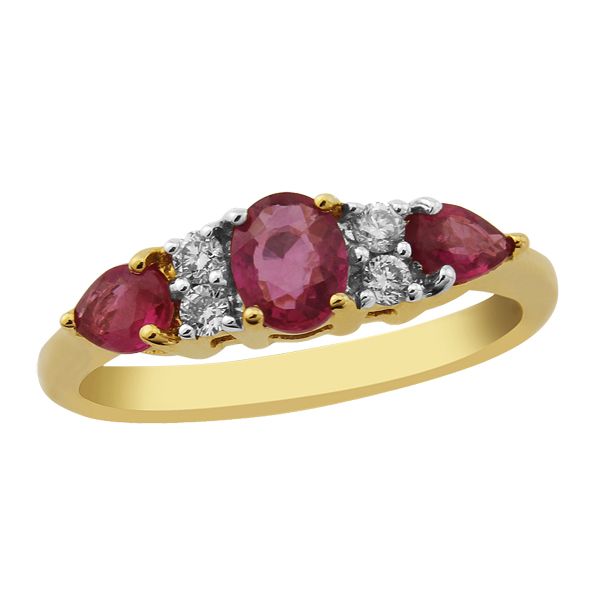 9ct yellow gold 7 stone ruby and diamond ring from AA Thornton Kettering Northampton