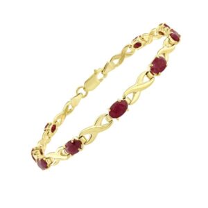 9ct yellow gold ruby link bracelet from AA Thornton Kettering Northampton