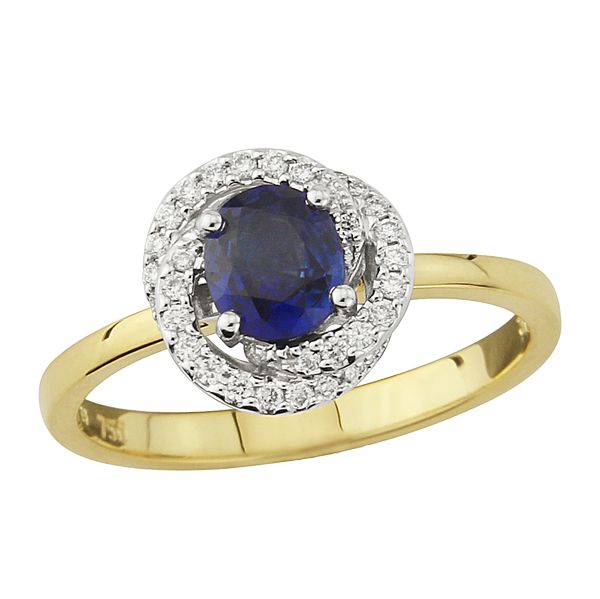 18ct Yellow gold diamond & sapphire twirl ring from AA Thornton Kettering Northampton