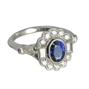 Second hand 18ct white gold sapphire & diamond cluster ring from AA Thornton Kettering Northampton
