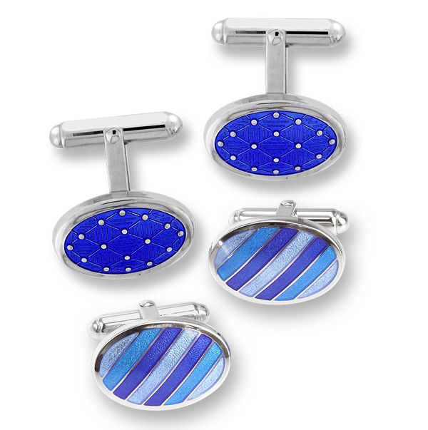 Sterling silver enamel T-bar cufflinks from AA Thornton Kettering Northampton