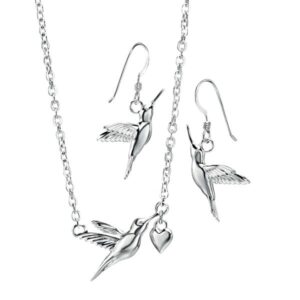 Silver hummingbird pendant & drop earrings from AA Thornton Kettering