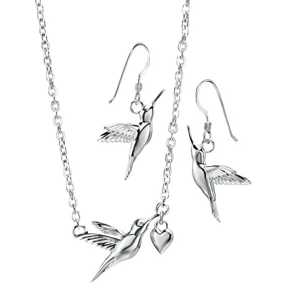 Silver hummingbird pendant and drop earrings from AA Thornton Kettering Northampton