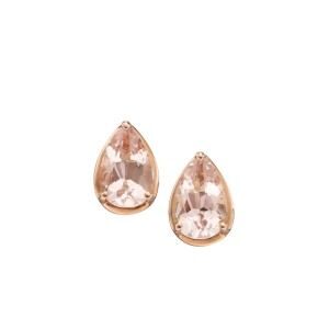 aa thornton 9ct rose gold morganite pear shaped stud earrings