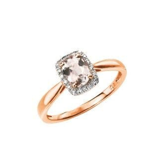 aa thornotn 9ct rose gold morganite & diamond cluster ring