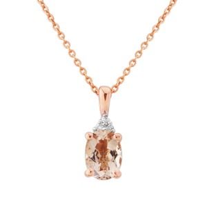 aa thornton 9ct rose gold morganite & diamond pendant on a chain