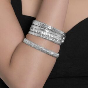 Silver bangles ideal for layering