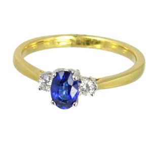 18ct 3 Stone Sapphire & Diamond Ring from AA Thornton Kettering Northampton