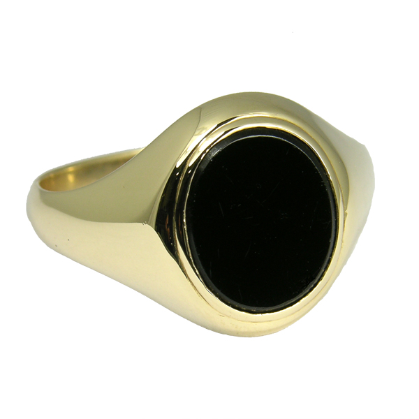 second hand Pre Loved 9ct Black Onyx Head Signet Ring from AA Thornton Kettering