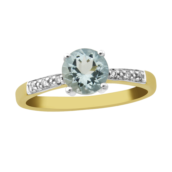 9ct yellow gold aquamarine & diamond ring from AA Thornton Kettering Northampton