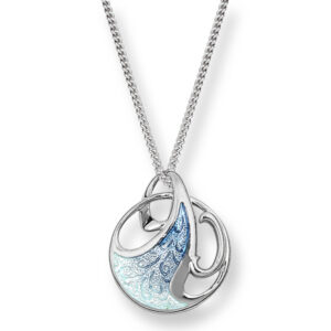Blue enamel sterling silver Art Nouveau style necklace from AA Thornton