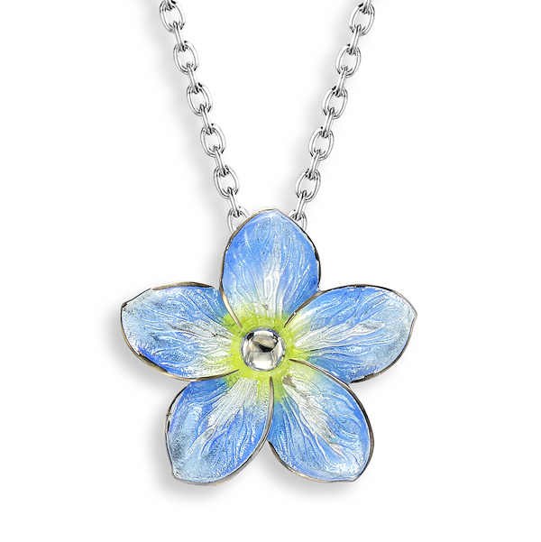 Enamel on sterling silver forget-me-not necklace from AA Thornton
