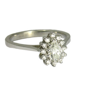 Pre loved18ct white gold pear shape diamond cluster ring from AA Thornton Kettering Northampton