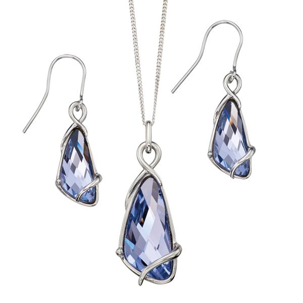 Silver lavender swarovski crystal earrings & pendant on chain from AA Thornton Serving Kettering Northampton Oundle Stamford Oakham Uppingham