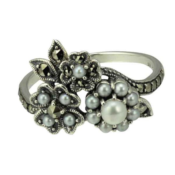 Seed Pearl Marcasite Ring