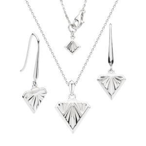 aa thornton Silver Art Deco style necklace & drop earrings