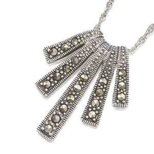 aa thornton Silver & marcasite fan style pendant with chain