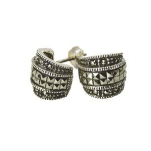 aa thornton Silver marcasite Art Deco style cuff earrings