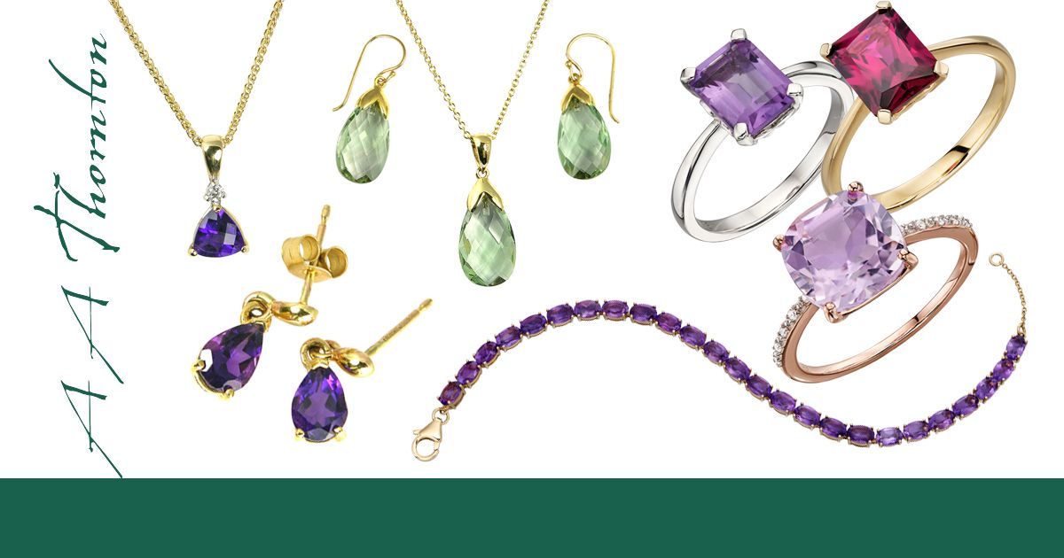 a cocktail of coloured gemstones to love from AA Thornton in Kettering Northampton