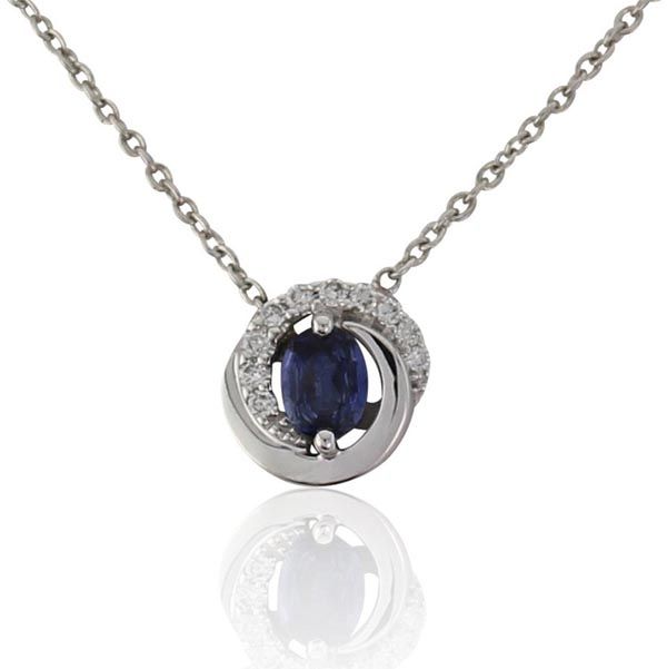 18ct White Gold Diamond and Sapphire Pendant on Sally Thornton Jewellery blog from Thorntons Jewellers Kettering