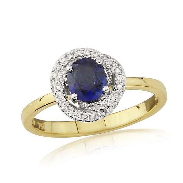 18ct Yellow gold diamond & sapphire twirl ring £1,550 on Sally Thornton ...