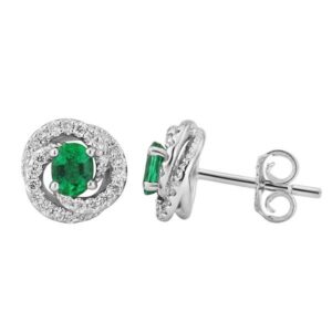 18ct white gold emerald & diamond fleur earrings £1,295 from Sally Thornton Jewellery blog at Thorntons Jewellers Kettering