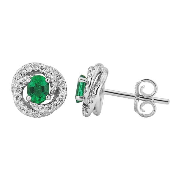 18ct white gold emerald & diamond fleur earrings £1,295 from Sally Thornton Jewellery blog at Thorntons Jewellers Kettering Northampton