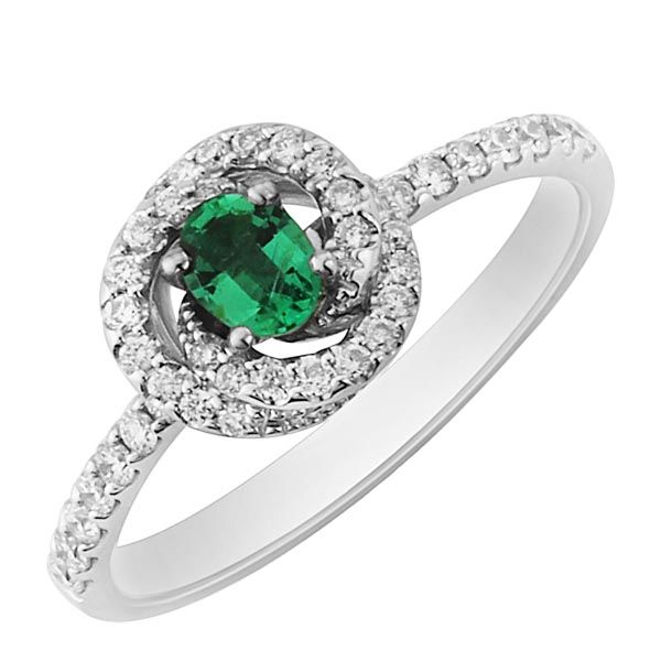 18ct white gold emerald & diamond fleur ring £1,250 from Sally Thornton Jewellery blog at Thorntons Jewellers Kettering Northampton
