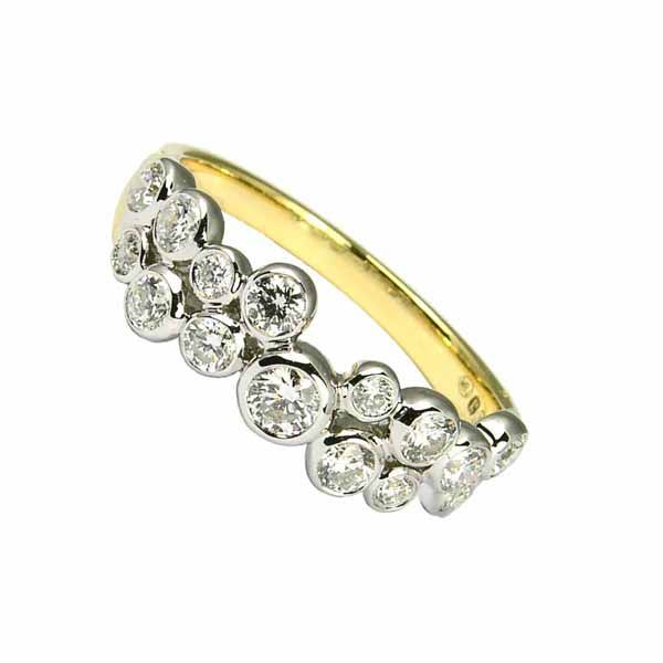 Yellow gold diamond bubble on sale ring